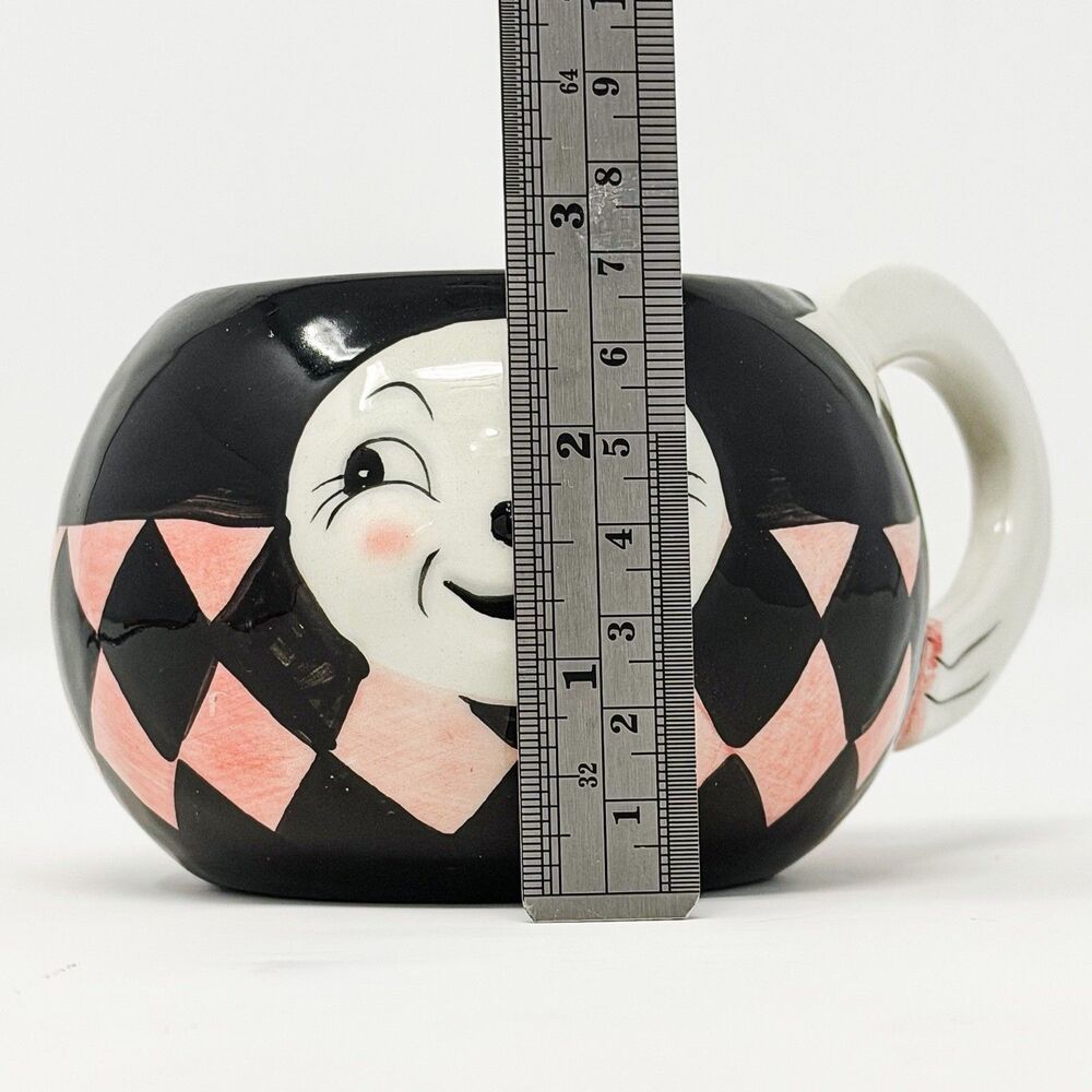Johanna Parker Carnival Cottage Laughing Luna Moon Man Ceramic Mug Pink Black - Picture 7 of 7